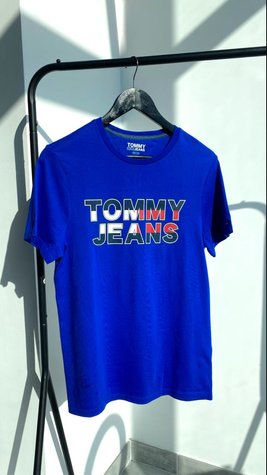 Футболка чоловіча Tommy Jeans з яскравим надписом синя  78j2353 фото