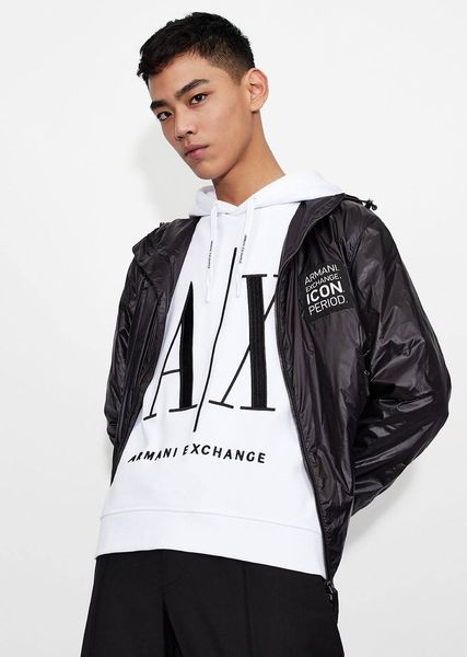 Худі чоловіче чорне з великим логотипом Armani Exchange 8NZMPCZJ1ZZ11100 фото