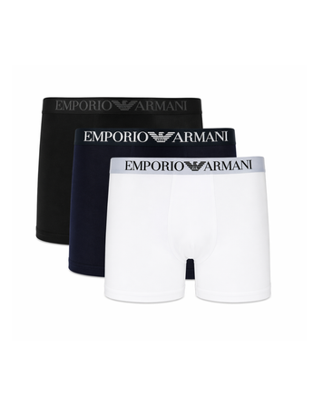 Emporio Armani Труси чорні/білі/сині 3х  111357 3F717 фото