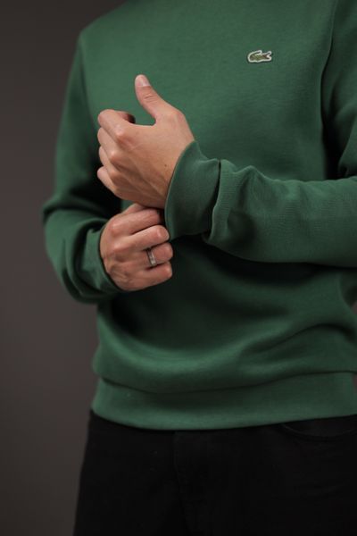 Світшот чоловічий Lacoste з круглим вирізом зелений SH9608-51 фото