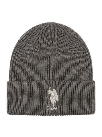Шапка чоловіча US Polo з фірмовим лого світло-сіра 3136PL фото