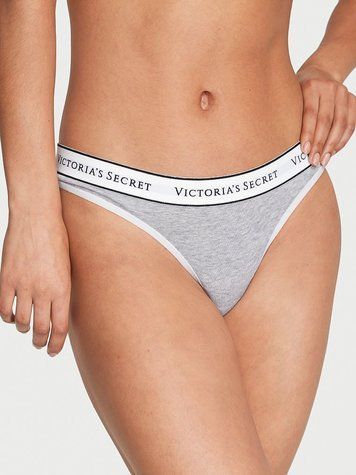 Стрінги жіночі Victoria's Secret з написом на резинці  сірі 1159763573 фото