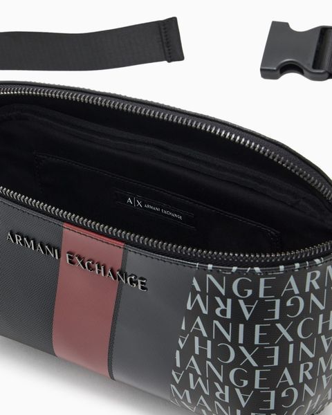 Сумка-бананка чоловіча Armani Exchange з акцентними червоними полосами 3380AX фото