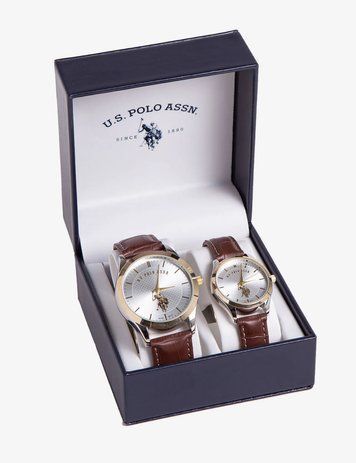 U.S.Polo Парні годинники з коричневим ремінцем USC2402UO-0000A фото