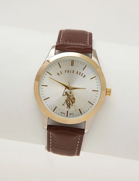 U.S.Polo Парні годинники з коричневим ремінцем USC2402UO-0000A фото