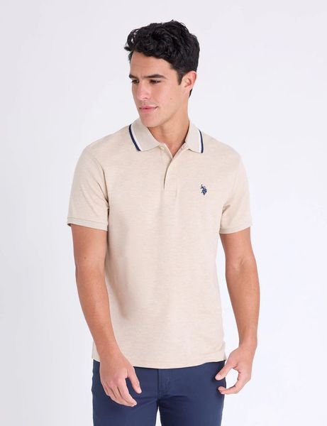 Чоловіча футболка-поло від бренду U.S. Polo Assn бежева copy_0140PL-M фото