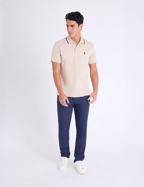 Чоловіча футболка-поло від бренду U.S. Polo Assn бежева copy_0140PL-M фото