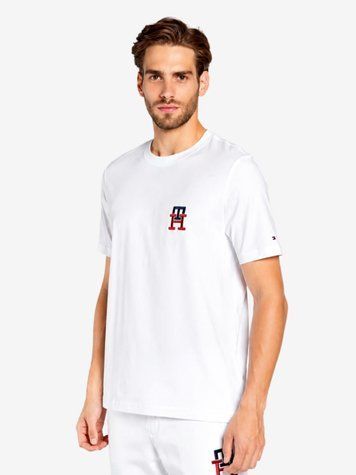 Футболка чоловіча Tommy Hilfiger з червоно-синім принтом біла MW0MW28256 фото