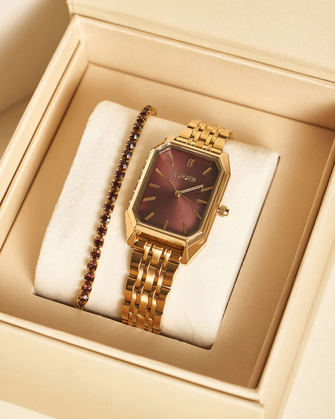 Burker Годинник жіночий Isabell Gold Burgundy 3265BK фото