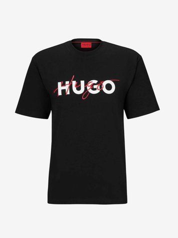 Футболка чоловіча Hugo з написом чорна 50494565 фото