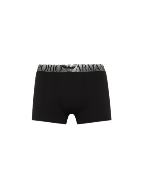 Emporio Armani Труси 3х чорні/білі зелена резинка EU EM000259  фото