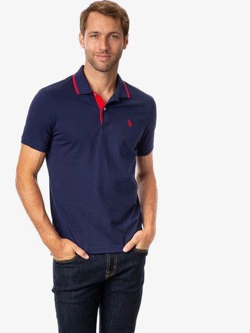 Чоловіча футболка-поло від бренду U.S. Polo Assn синя 0180PL фото