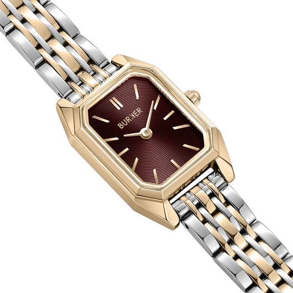 Burker Годинник жіночий Isabell Petite Gold Silver Burgundy 3444BK фото