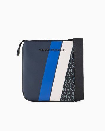 Сумка чоловіча Armani Exchange з акцентними полосами синя 3382AX фото