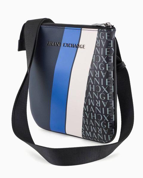 Сумка чоловіча Armani Exchange з акцентними полосами синя 3382AX фото