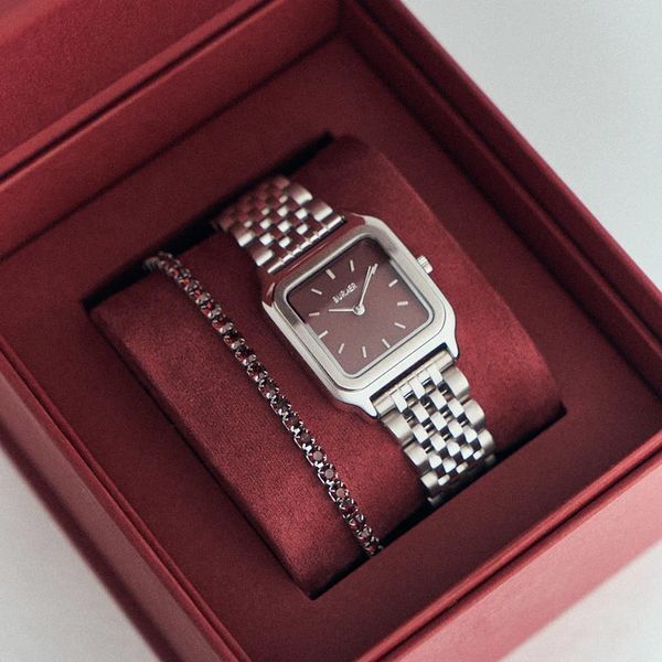 Burker Годинник жіночий Macy Silver Burgundy MCSBUR  фото