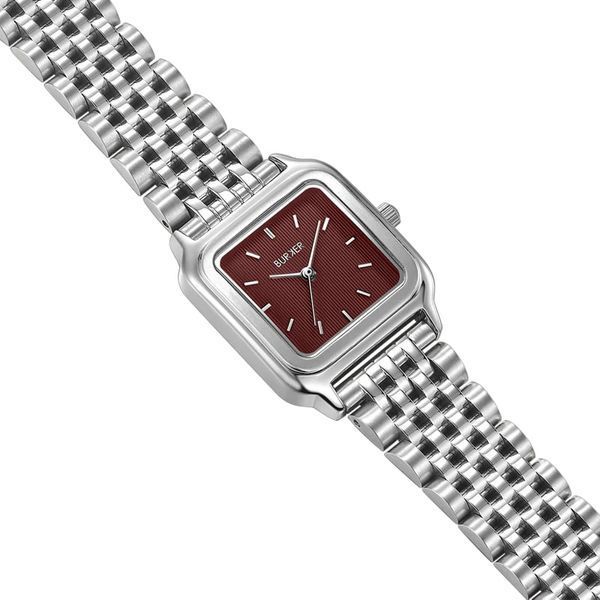 Burker Годинник жіночий Macy Silver Burgundy MCSBUR  фото