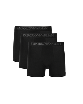 Emporio Armani Труси 3х чорні з чорною резинкою EM000259  фото