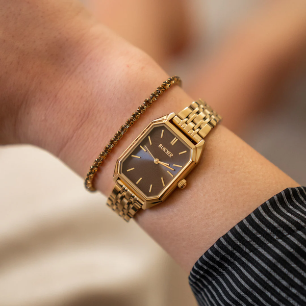 Браслет жіночий Burker Ava Gold Brown з камінцями коричневий 3175BK фото
