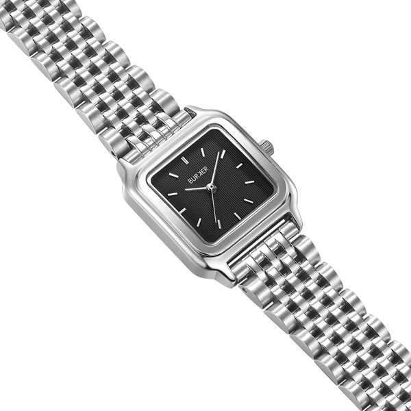 Годинник жіночий Burker Macy Silver Black зі срібним ремінцем 3242BK фото