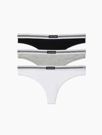 Стрінги Calvin Klein чорні\білі\сірі із логотипом QD5209-MPI фото