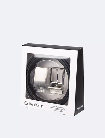 Набір чоловічий Calvin Klein двосторонній ремінь з двома пряжками чорно-коричневий 41000012-010 фото