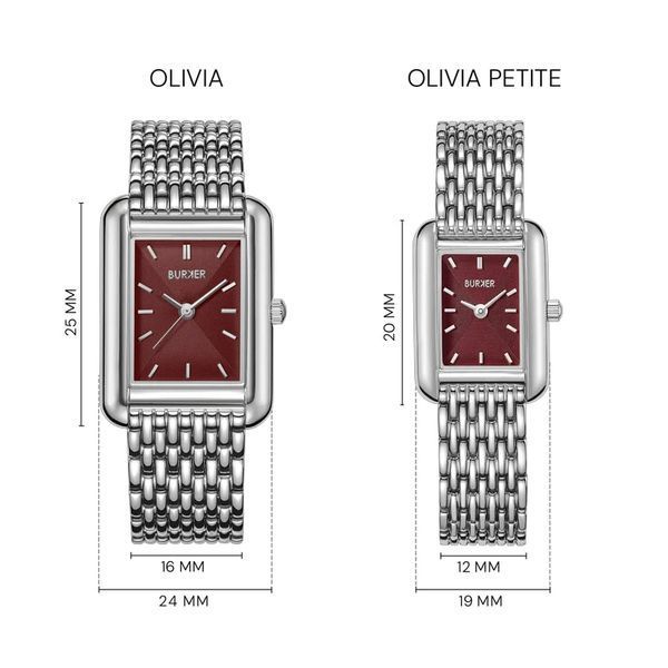 Burker Годинник жіночий Olivia Petite Silver Burgundy OLPSBUR фото